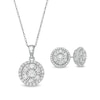 Thumbnail Image 1 of 1 CT. T.W. Diamond Double Frame Pendant and Stud Earrings Set in 10K White Gold