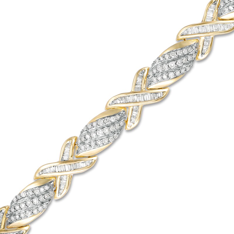 2 CT. T.W. Diamond Cascading Flame and "X" Bracelet in 10K Gold