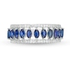 Thumbnail Image 3 of Marquise Blue Sapphire and White Topaz Border Triple Row Open Shank Ring in 10K White Gold