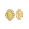 Thumbnail Image 1 of Captivating Color Oval Opal, Spessartite and 1/20 CT. T.W. Diamond Frame Stud Earrings in 14K Gold