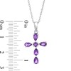 Thumbnail Image 3 of Pear-Shaped and Round Amethyst Cross Pendant in Sterling Silver