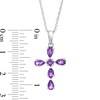 Thumbnail Image 2 of Pear-Shaped and Round Amethyst Cross Pendant in Sterling Silver