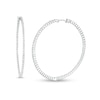 Thumbnail Image 1 of White Lab-Created Sapphire Scallop Edge Inside-Out Hoop Earrings in Sterling Silver
