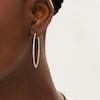Thumbnail Image 2 of White Lab-Created Sapphire Scallop Edge Inside-Out Hoop Earrings in Sterling Silver