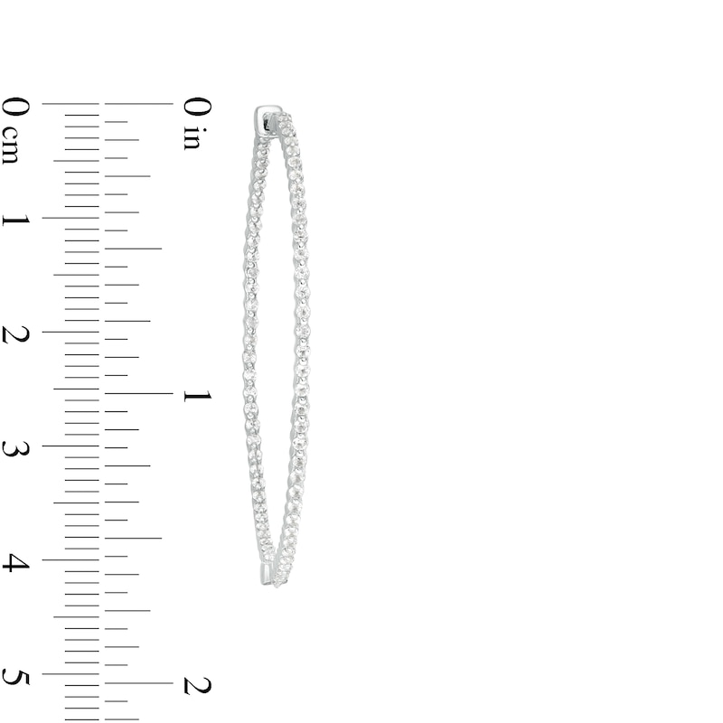 Main Image 3 of White Lab-Created Sapphire Scallop Edge Inside-Out Hoop Earrings in Sterling Silver