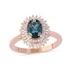 Oval London Blue Topaz and 1/4 CT. T.W. Baguette and Round Diamond Double Frame Ring in 10K Rose Gold
