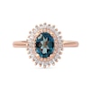 Oval London Blue Topaz and 1/4 CT. T.W. Baguette and Round Diamond Double Frame Ring in 10K Rose Gold