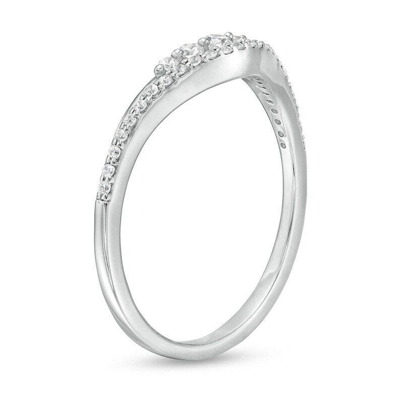 Main Image 3 of 1/5 CT. T.W. Diamond Five Stone Contour Anniversary Band in 10K White Gold