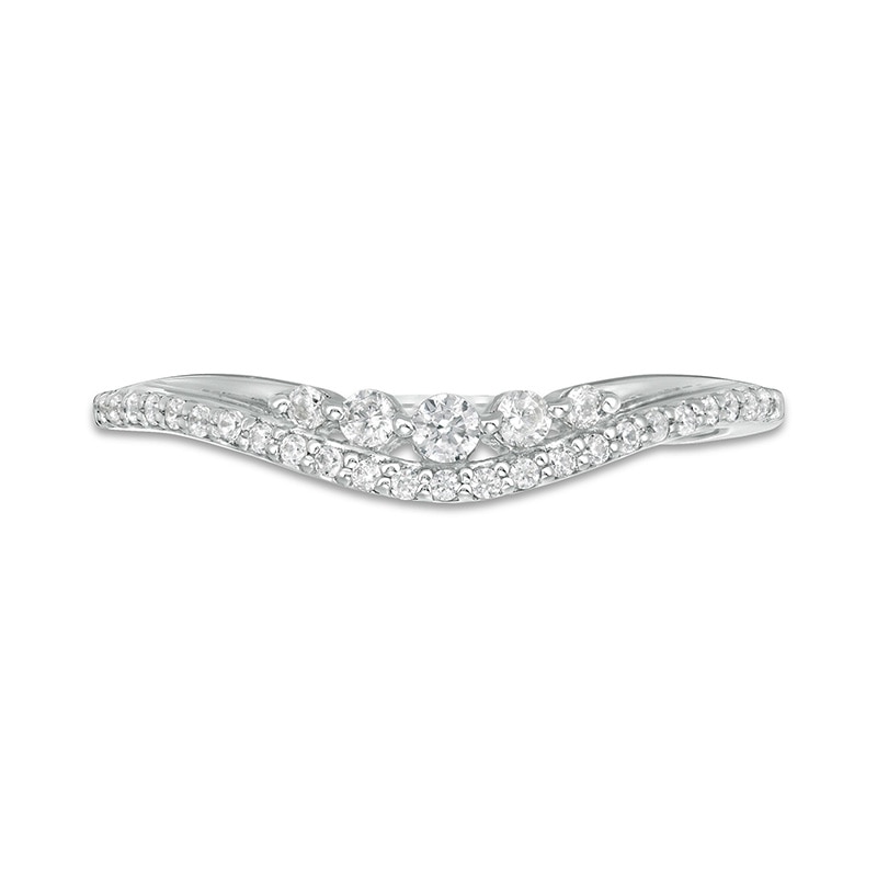 Main Image 4 of 1/5 CT. T.W. Diamond Five Stone Contour Anniversary Band in 10K White Gold