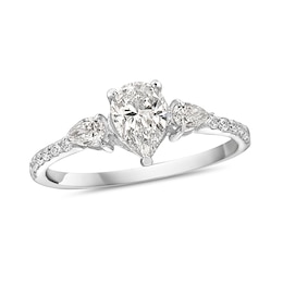 1-1/3 CT. T.W. Pear-Shaped Diamond Three Stone Engagement Ring in 14K White Gold