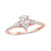 Thumbnail Image 1 of 1-1/3 CT. T.W. Pear-Shaped Diamond Three Stone Engagement Ring in 14K Rose Gold