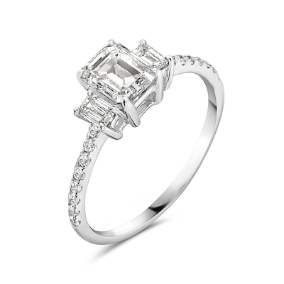 Women Solitaire Ring Simulated Diamond White Gold Plated Size UK O P US 7.2 8 UK