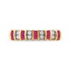 Thumbnail Image 3 of Princess-Cut Ruby and 1/10 CT. T.W. Diamond Alternating Duos Ring in 10K Gold