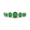 Oval Emerald and 1/6 CT. T.W. Diamond Graduated Seven Stone Alternating Trios Ring in 10K Gold