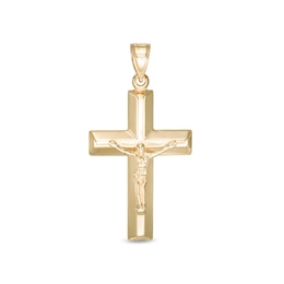 Puffed Crucifix Charm in 10K Gold