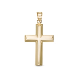 Puffed Cross Charm in 10K Gold