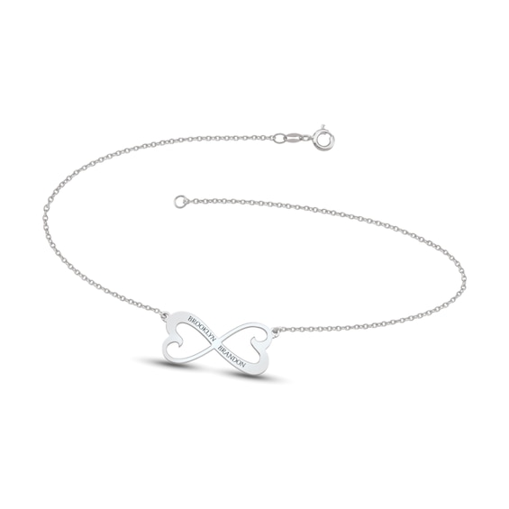 Couple's Engravable Heart-Shaped Infinity Bracelet (2 Lines)