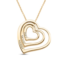 Mother's Engravable Triple Row Tilted Heart Pendant (1-3 Lines)