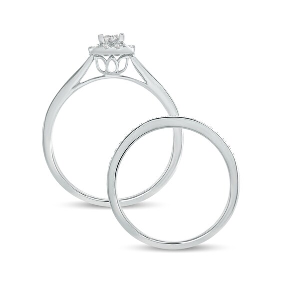 1 CT. T.w. Princess-Cut Composite Diamond Rectangle Frame Bridal Set in 10K White Gold