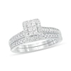 Thumbnail Image 1 of 1/2 CT. T.W. Princess-Cut Composite Diamond Rectangle Frame Bridal Set in 10K White Gold