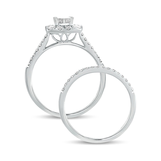 1/2 CT. T.w. Princess-Cut Composite Diamond Rectangle Frame Bridal Set in 10K Gold