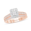 Thumbnail Image 1 of 1/2 CT. T.W. Princess-Cut Composite Diamond Rectangle Frame Bridal Set in 10K Rose Gold