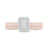 1/2 CT. T.W. Princess-Cut Composite Diamond Rectangle Frame Bridal Set in 10K Rose Gold