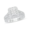 Thumbnail Image 0 of 1 CT. T.W. Princess-Cut Composite Diamond Rectangle Frame Split Shank Bridal Set in 10K White Gold