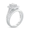 Thumbnail Image 2 of 1 CT. T.W. Princess-Cut Composite Diamond Rectangle Frame Split Shank Bridal Set in 10K White Gold