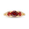 Thumbnail Image 4 of 6.0mm Garnet and 1/5 CT. T.W. Diamond Three Stone Split Shank Ring in 10K Gold