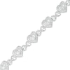 Thumbnail Image 1 of 1/4 CT. T.W. Diamond Hearts Line Bracelet in Sterling Silver