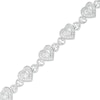 Thumbnail Image 0 of 1/4 CT. T.W. Diamond Hearts Line Bracelet in Sterling Silver