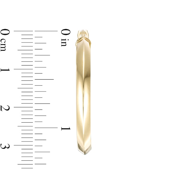 30.0mm Knife Edge Tube Hoop Earrings in 10K Gold