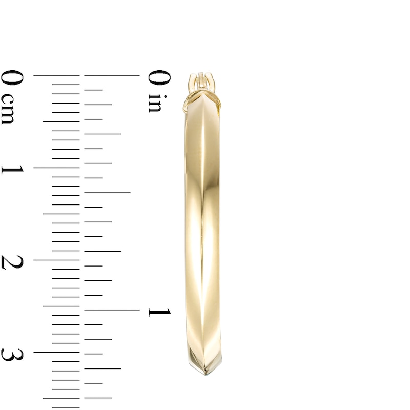 30.0mm Knife Edge Tube Hoop Earrings in 10K Gold