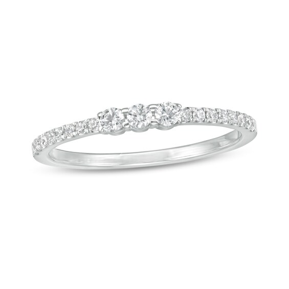 1/4 CT. T.W. Diamond Three Stone Anniversary Band in 14K White Gold | Zales