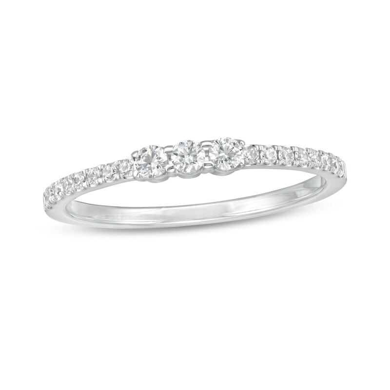 1/4 CT. T.W. Diamond Three Stone Anniversary Band in 14K White Gold