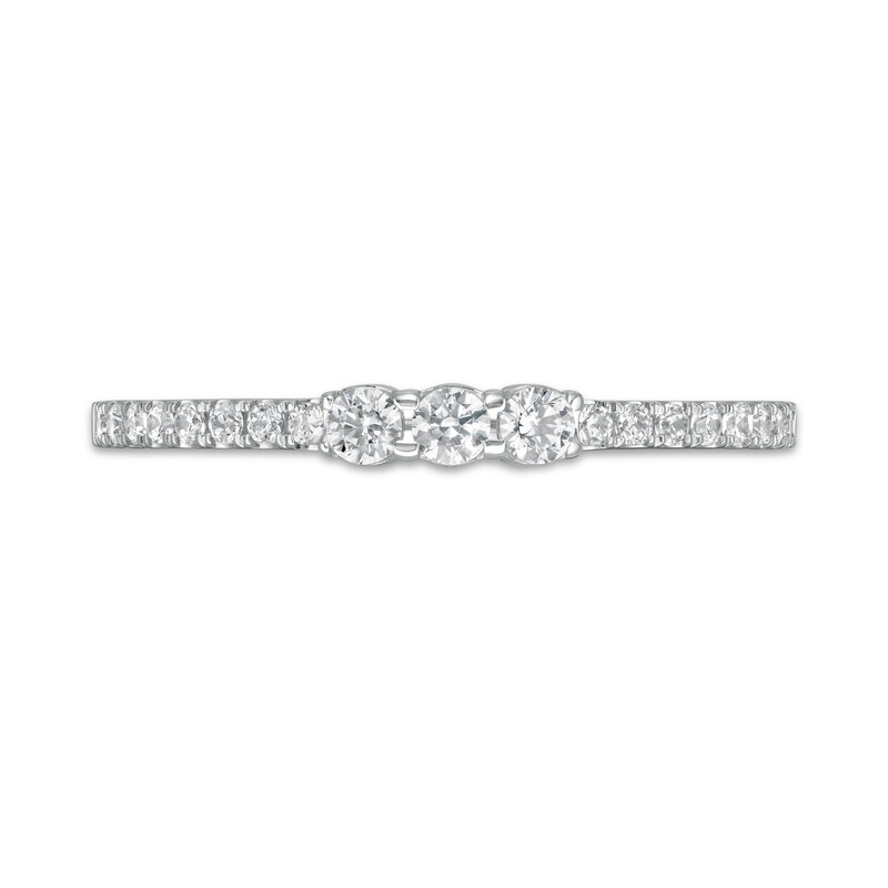 Main Image 4 of 1/4 CT. T.W. Diamond Three Stone Anniversary Band in 14K White Gold