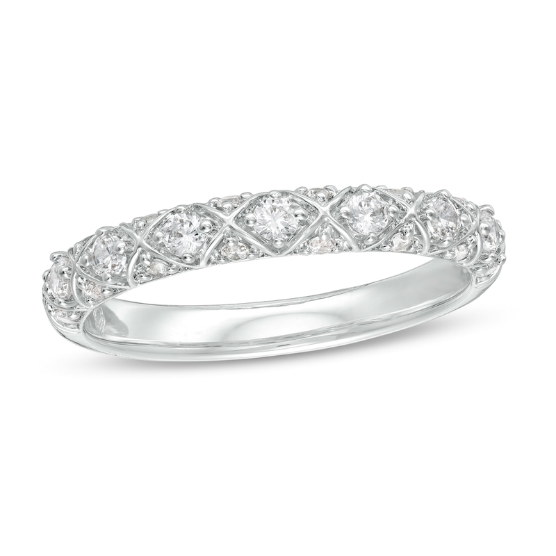 Main Image 1 of 3/8 CT. T.W. Diamond Art Deco Band in 10K White Gold