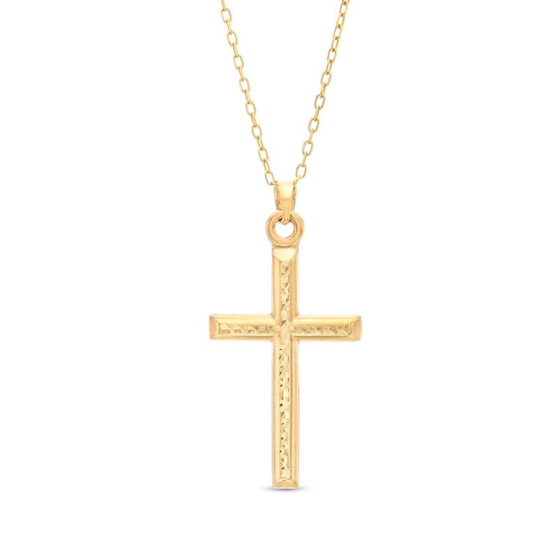 Diamond-Cut Cross Pendant in 10K Gold