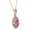 Thumbnail Image 3 of Captivating Color Pear-Shaped Rhodolite Garnet, Blue Topaz, Amethyst and Diamond Accent Drop Pendant in 14K Rose Gold