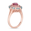Thumbnail Image 3 of Captivating Color Pear-Shaped Rhodolite Garnet, Blue Topaz, Amethyst and Diamond Accent Double Frame Ring in 14K Rose Gold