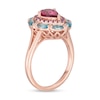 Thumbnail Image 2 of Captivating Color Pear-Shaped Rhodolite Garnet, Blue Topaz, Amethyst and Diamond Accent Double Frame Ring in 14K Rose Gold