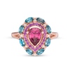 Thumbnail Image 3 of Captivating Color Pear-Shaped Rhodolite Garnet, Blue Topaz, Amethyst and Diamond Accent Double Frame Ring in 14K Rose Gold