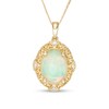 Thumbnail Image 1 of Captivating Color Oval Opal, Spessartite and Diamond Accent Frame Drop Pendant in 14K Gold