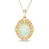 Thumbnail Image 0 of Captivating Color Oval Opal, Spessartite and Diamond Accent Frame Drop Pendant in 14K Gold