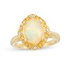 Thumbnail Image 0 of Captivating Color Oval Opal, Spessartite and Diamond Accent Frame Ring in 14K Gold