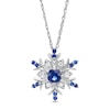 Thumbnail Image 1 of Lab-Created Blue and White Sapphire Snowflake Pendant in Sterling Silver