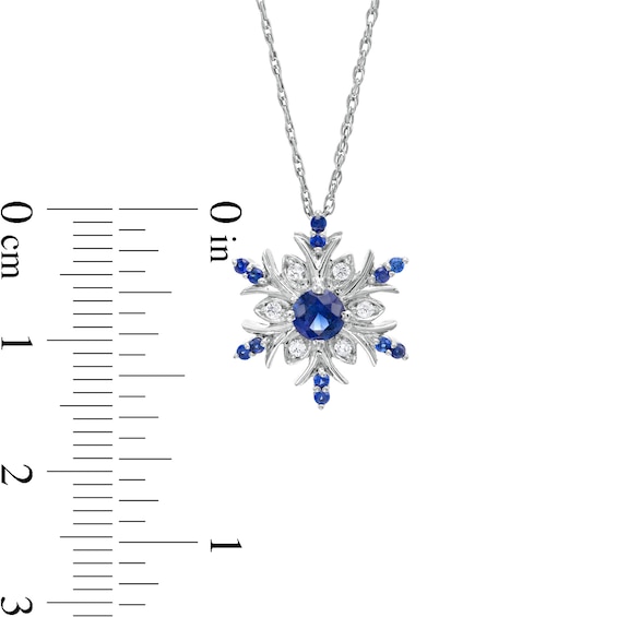 Lab-Created Blue and White Sapphire Snowflake Pendant in Sterling Silver
