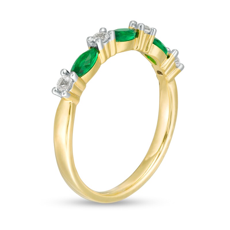 Main Image 3 of Marquise Lab-Created Emerald and White Sapphire Earrings and Ring Set in Sterling Silver with 14K Gold Plate - Size 7