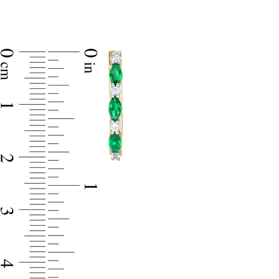 Marquise Lab-Created Emerald and White Sapphire Earrings and Ring Set in Sterling Silver with 14K Gold Plate - Size 7
